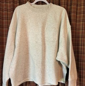 Mock-neck heather gray french terry sweatshirt